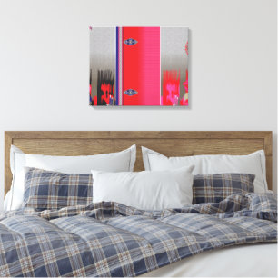 Toile Une écharpe rouge et bleue avec un motif décoratif