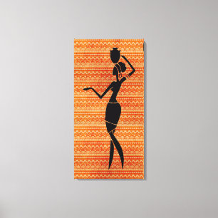 Toile Une femme africaine avec Silhouette de Jug