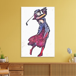Toile Une golfeuse