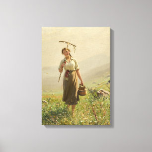 Toile Une jeune femme dans le pré par Hans Dahl