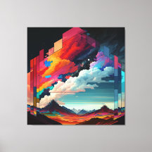 Une photo d'un ciel coloré avec une montagne dans