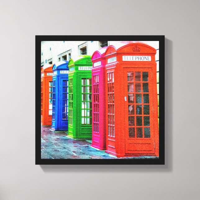 Toile Une rangée de boîtes de téléphone aux couleurs viv (Recto)