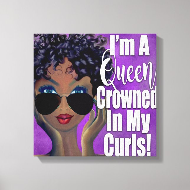 Toile Une reine couronnée dans l'affirmation de Curls (Recto)