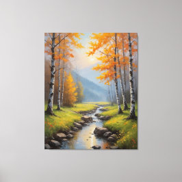 Toile une rivière traversant une forêt