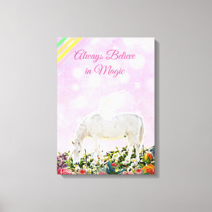 Toile Unicorn arc-en-ciel toujours croire en l'art mural