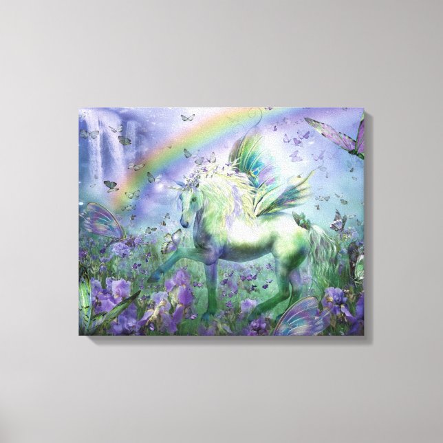 Toile Unicorne Des Papillons Beaux Art Canvas Imprimer (Recto)