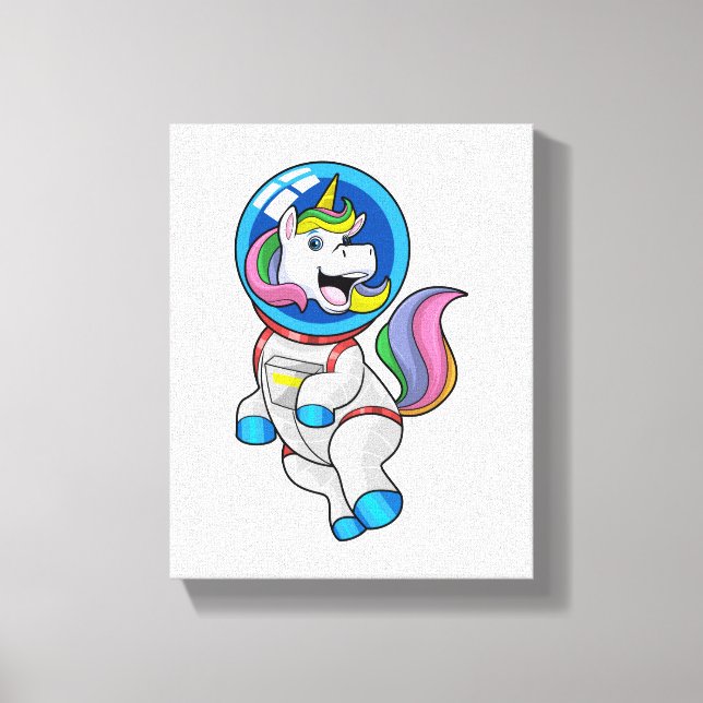 Toile Unicorne en tant qu'astronaute dans l'espace (Recto)