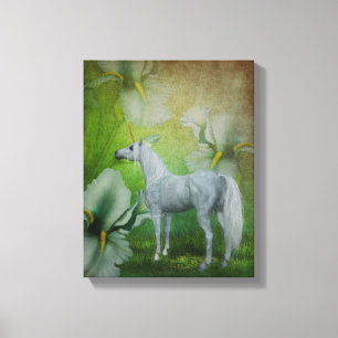 Toile Unicorne Et Lilies Imaginaire Cheval Art