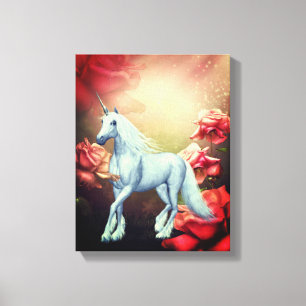 Toile Unicorne Et Rose Imaginaire Cheval Art