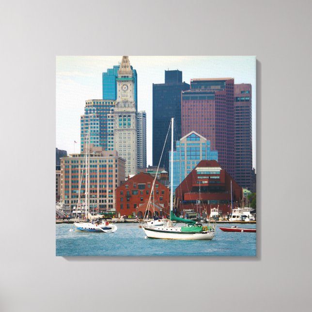 Toile USA, Massachusetts. Skyline Waterfront de Boston (Recto)