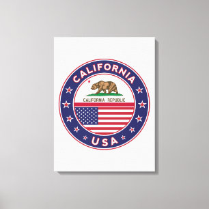 Toile USA_STATES - WITH_FLAG_California_circle_with_flag