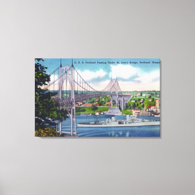 Toile USS Portland passe sous le pont St. John's (Recto)