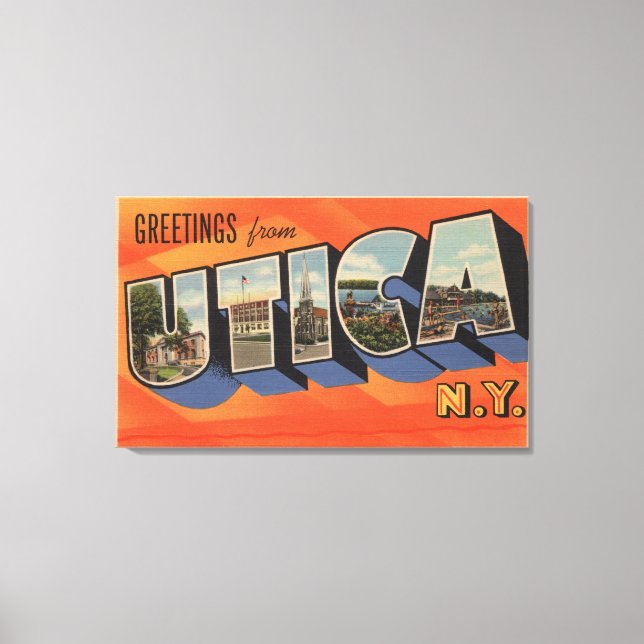 Toile Utica, New YorkGrandes lettres ScènesUtica, NY (Recto)