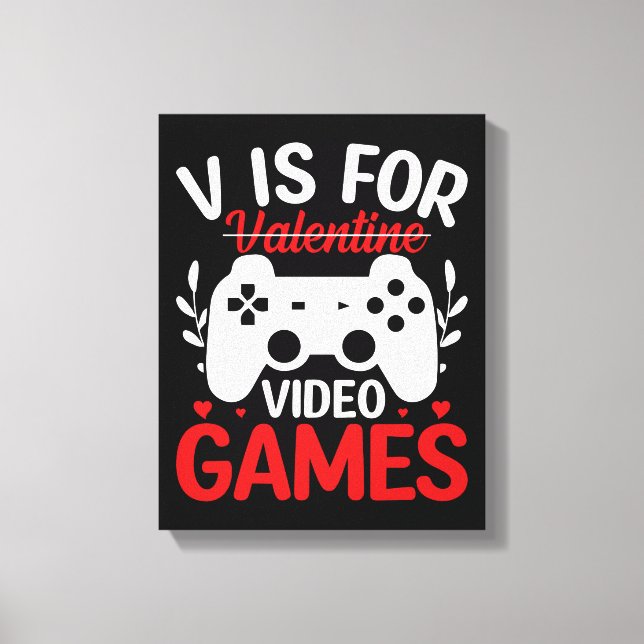 Toile V est pour Jeux Vidéos avec Valentine Crossing Out (Recto)