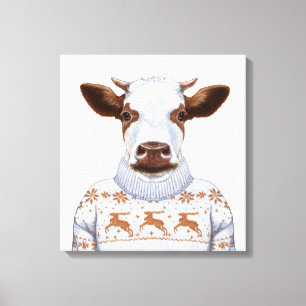Toile Vache à chandail de Noël
