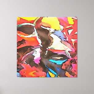 Toile Vache Awkward Abstrait Black Outline Art