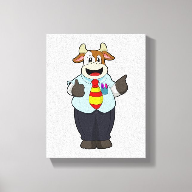 Toile Vache comme enseignant avec Cravate (Recto)