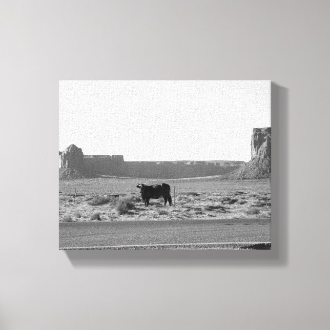 Toile Vache sur le côté de la route Monument Valley 8x10 (Recto)