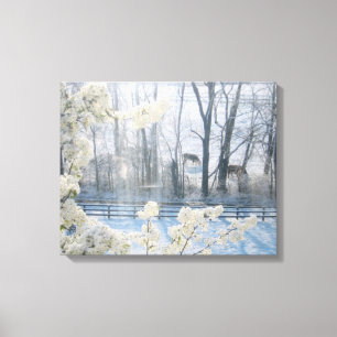 Toile Vaches dans un champ en hiver