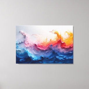 Toile Vague de l'océan Art fluide Lueur du coucher de so