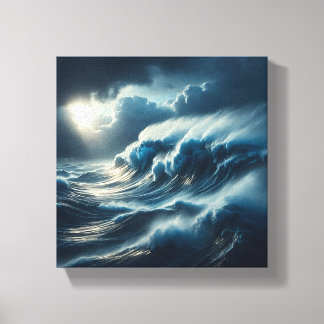 Toile Vague de turquoise géante majestueuse s'écrasant 