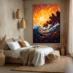 Toile Vague Océanique Ardente Art Contemporain Expressio