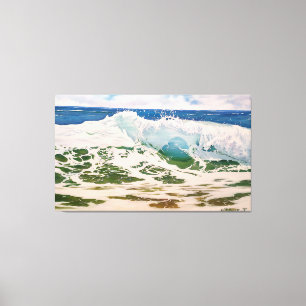 Toile Vague se brisant sur le rivage : Paysage marin réa