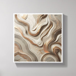 Toile Vagues de marbre sculptées en 3D de luxe - Or élég