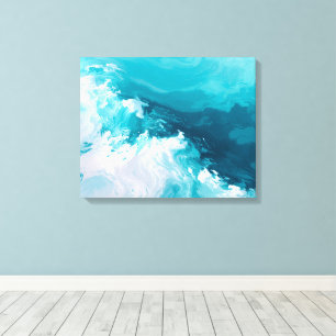 Toile Vagues de turquoise tourbillonnantes Art de vague