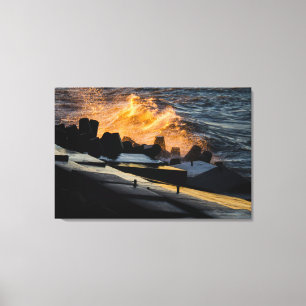 Toile Vagues d'or Sunset