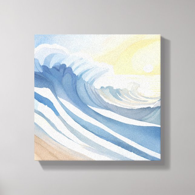 Toile Vagues océaniques | Aquarelle bleue (Recto)