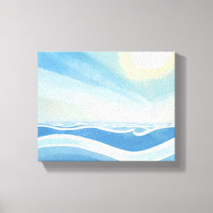 Toile Vagues océaniques   Aquarelle bleue moderne