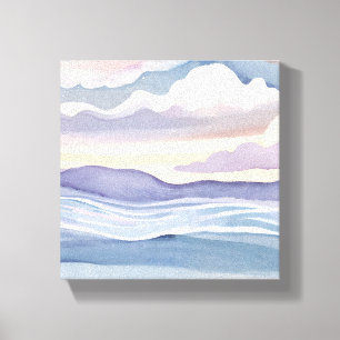 Toile Vagues océaniques rêveuses Aquarelle