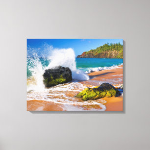 Toile Vagues se brisant sur la plage, Hawaï