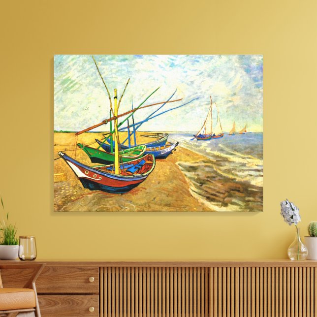 Toile Van Gogh Bateaux de pêche sur la plage de Saintes  (Insitu(Salon))