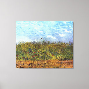 Toile Van Gogh : Champ de blé avec les pavots et