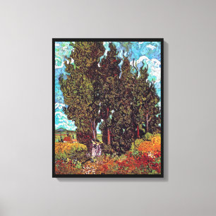 Toile Van Gogh - Cyprès avec deux personnages féminins