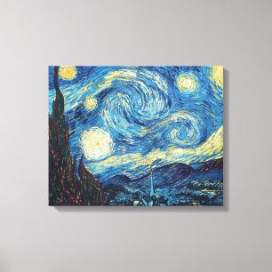 Toile Van Gogh Nuit Étoilée Vintage Bleu Chef-d'œuvre