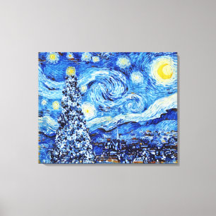 Toile Van Gogh Starry Nuit - White Christmas Tree Canva