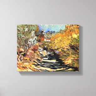 Toile Van Gogh - Une Route À Saint-Rémy Avec Une Figure 
