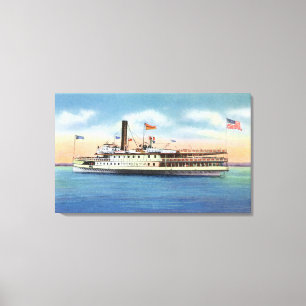 Toile Vapeur de Ticonderoga partant du port Burlington,