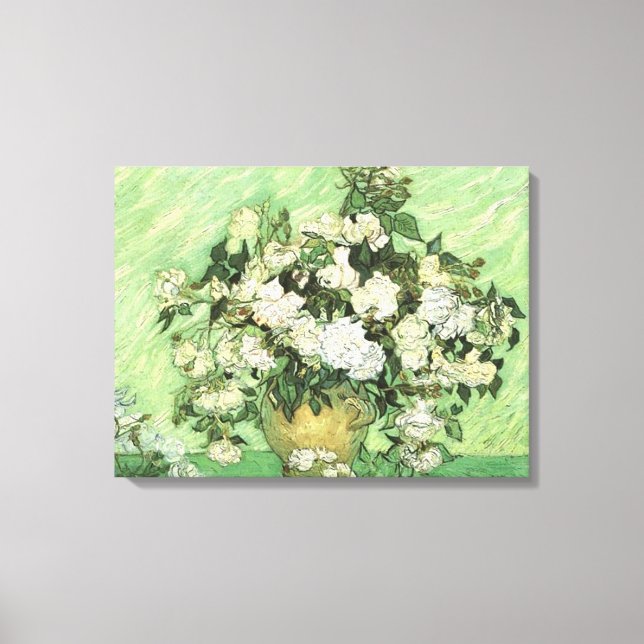 Toile Vase avec Roses par van Gogh Wrapped Canvas (Recto)
