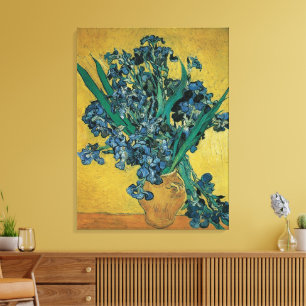 Toile Vase de fleurs avec des iris de Vincent van Gogh