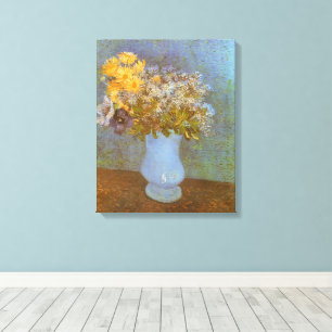 Toile Vase de lilas, de marguerites et d'anémones de Vin