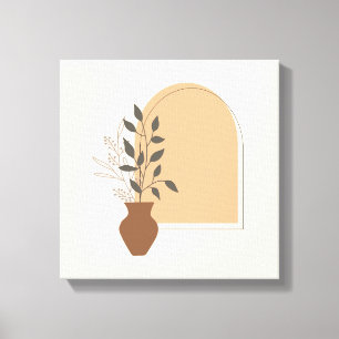 Toile Vase et arc de fleurs minimalistes avec style Boho