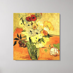 Toile Vase japonaise avec Roses et anémones par van Gog