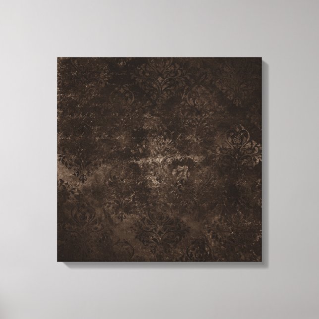 Toile Velvety Bronze Damask | Mocha Brown Grunge Baroque (Recto)