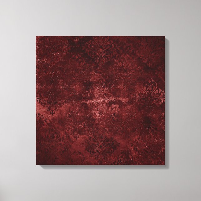 Toile Velvety Henna Damask | Grunge rouge (Recto)