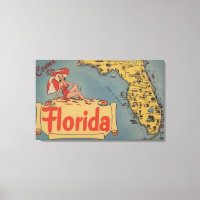 Venez en Floride Carte de l'État, Pin-Up Girl