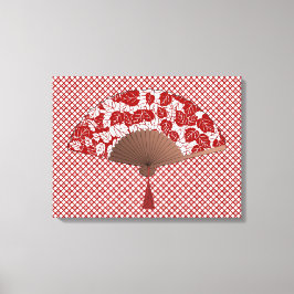 Toile Ventilateur japonais en papier feuille, rouge fonc